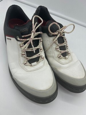 Ecco Biom Hybrid Men's Golf Shoes White/Black Red Sole LaceUp Spikeless Sz 45 EU