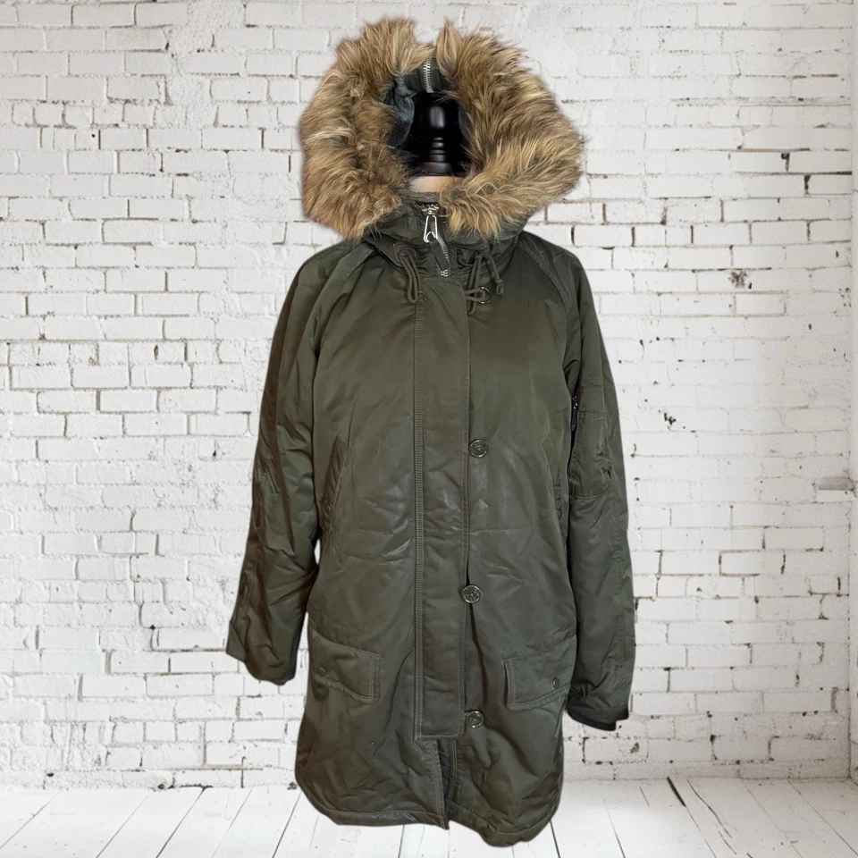 Chaqueta Parka GAP Snorkel Para Mujer XS Verde Imitación Piel Capucha Cálida Abrigo de Invierno 2014 Foto 2 de 4