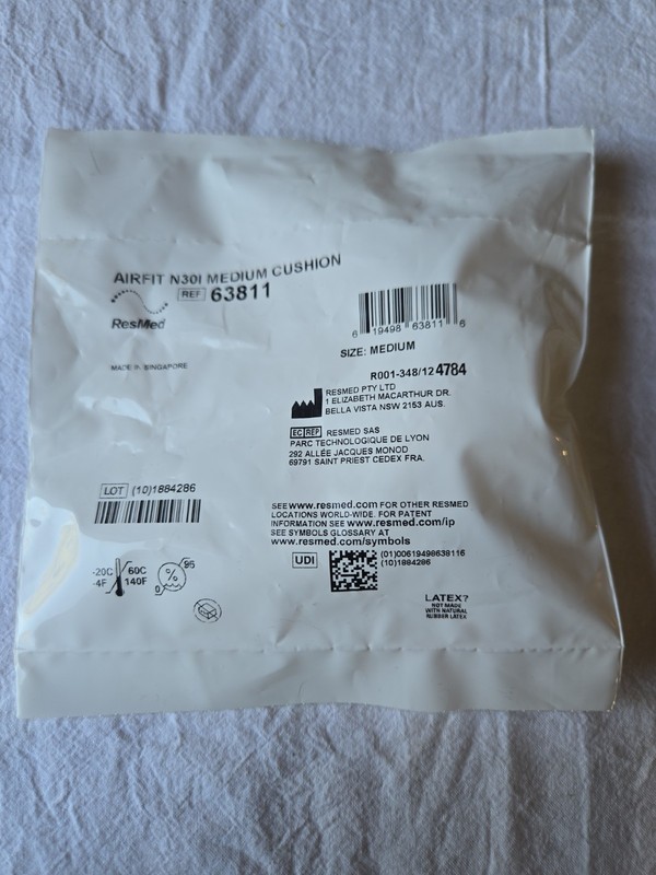 AirFit N30i, Nasal Cushion, ResMed 63811, Size Medium, Factory Sealed