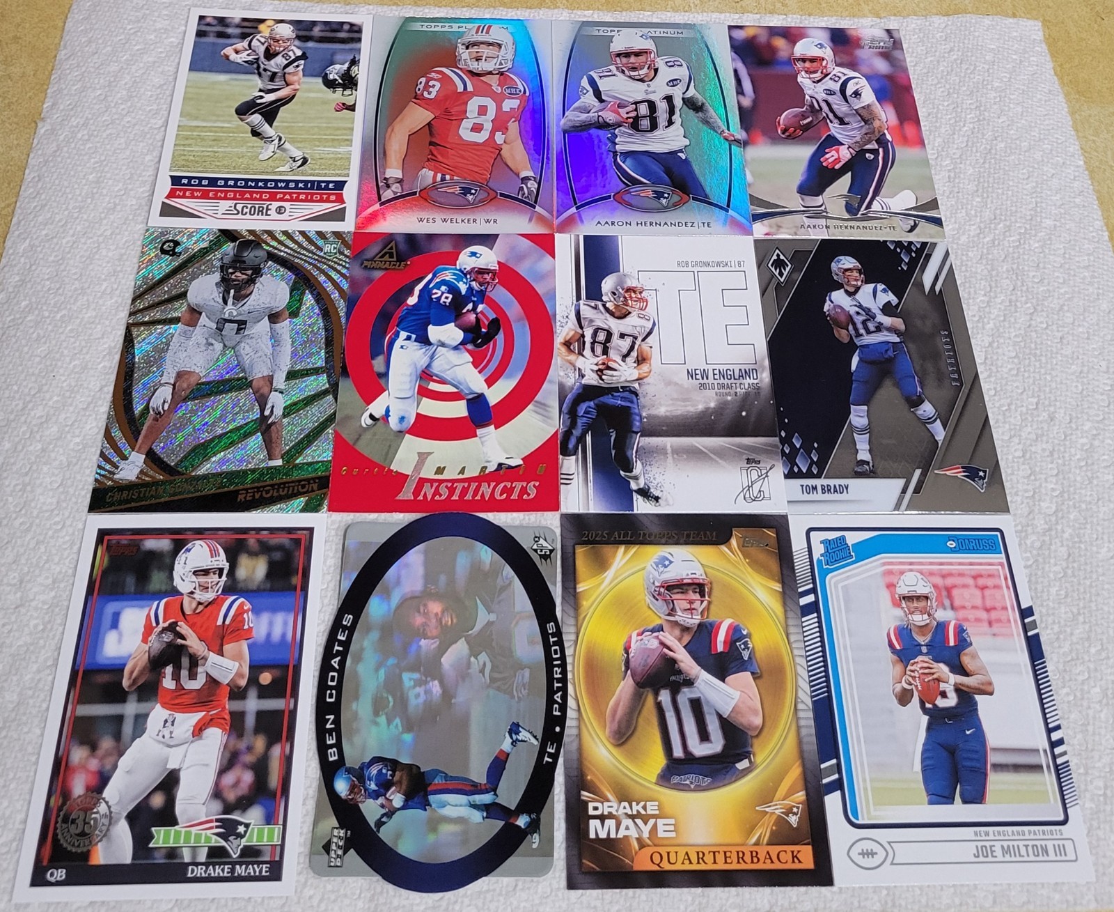 Drake Maye, Tom Brady, Deion Branch, Patriots RC jersey auto ref prizm SGC (35) view 4