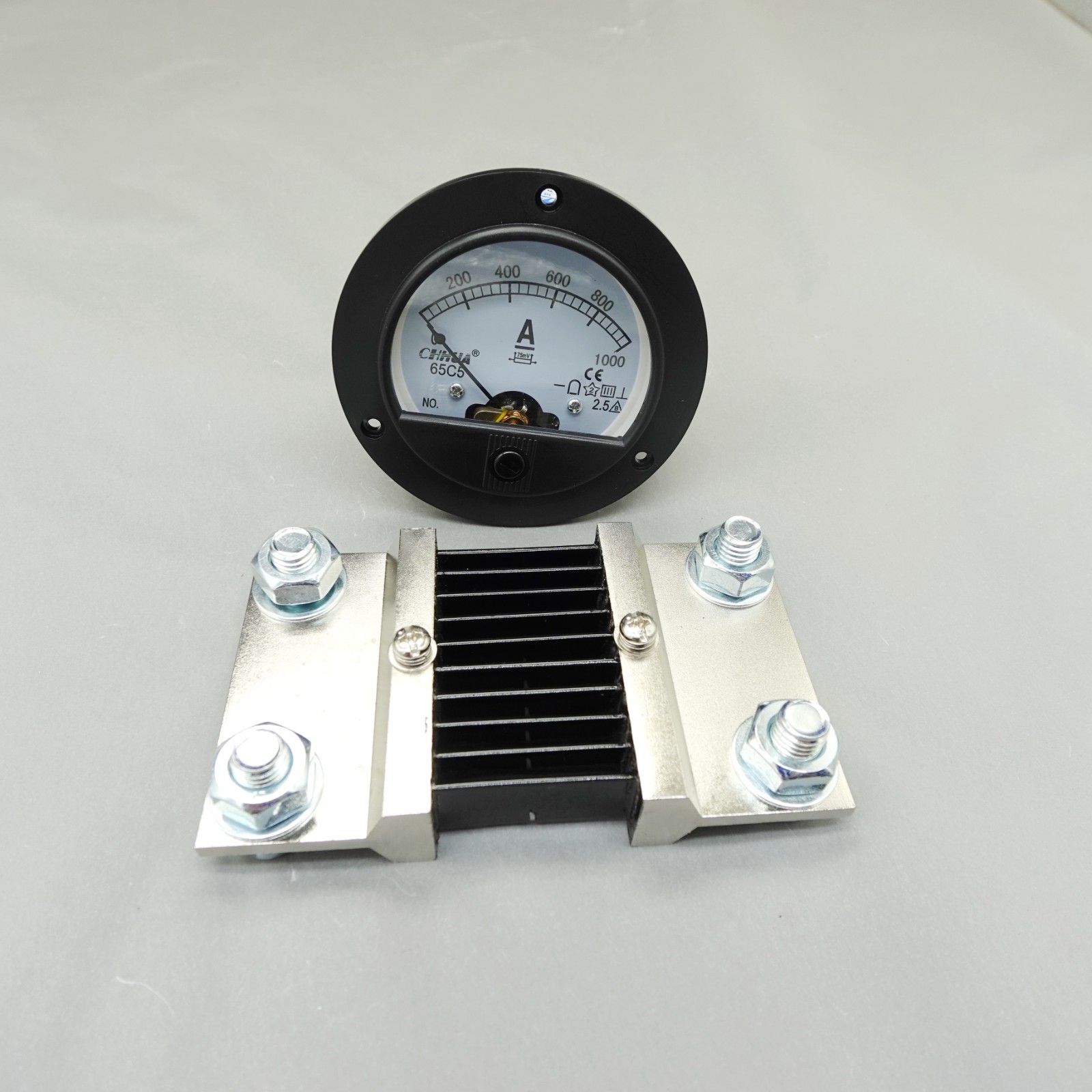 65C5 DC 1000A Round Analog Ammeter Panel AMP Current Meter Dia. 90mm with shunt