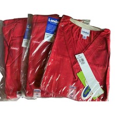 Landau 3XL Unisex Relaxed Fit Scrubs Set Durable 1Top/2 Pant Red Multi Pockets