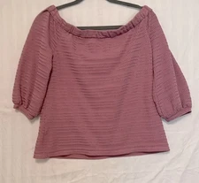 White House Black Market S Mauve Textured Knit Top 