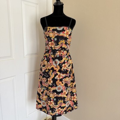 VTG Y2K ICHI Women Tropical Floral Midi Pencil Dress 90s (L) Bratz Summer Cute