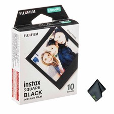 FUJIFILM INSTAX SQUARE Black Instant Film 10 Exposures , Microfiber Cleaning