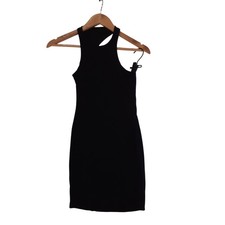 Oh Polly Black Midi Dress UK 8 Womenswear Asymmetric Stretch Sleeveless Preloved