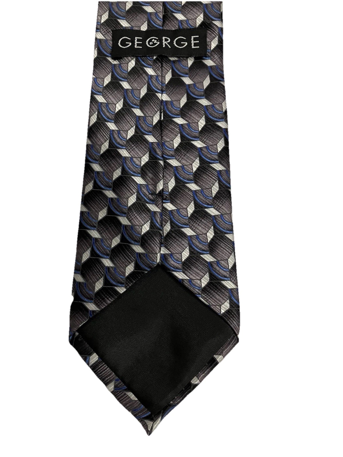George Geometric Pattern Tie Handmade 100% Silk - image 4