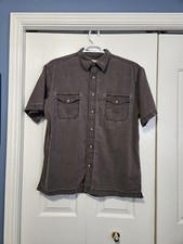100% Cotton St Johns Bay Brown Button Down Shirt Mens large short sleeve