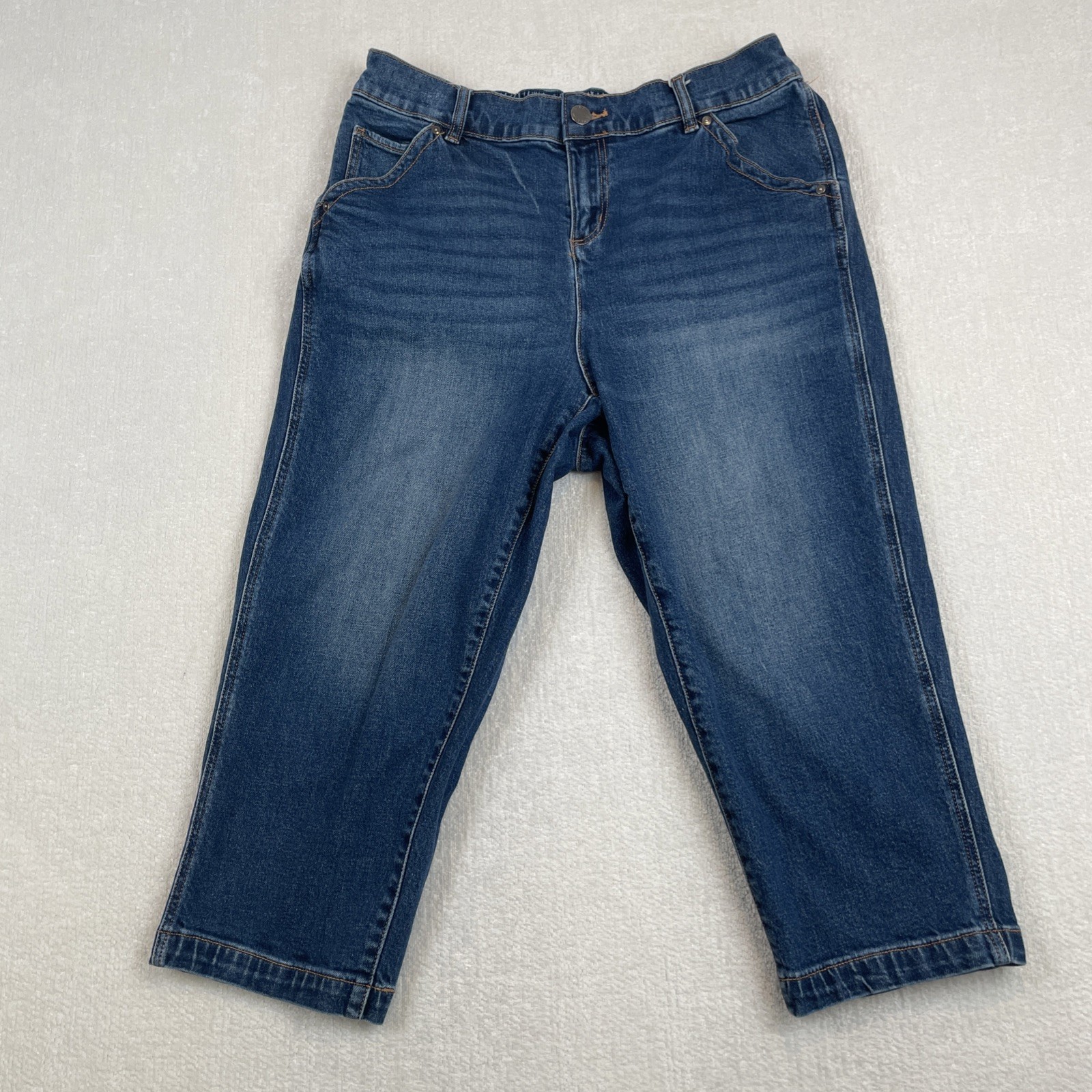 Lane Bryant Jeans Women 14 (34x22) Midrise Boyfriend Capri Elastic Waist Comfort