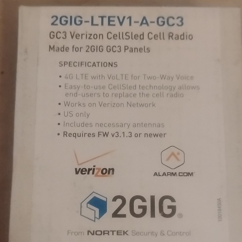 2GIG 2GIG-LTEV1-A-GC3 Verizon 4G LTE VoLTE Cell Radio Module