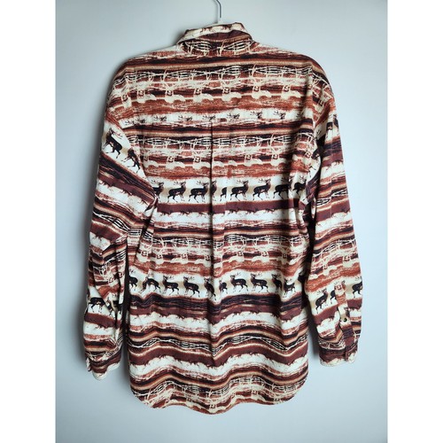 Roundtree & Yorke Herren Freizeit Button Down Hemd Gr. L Baumwolle Elch Print Jagd - Bild 3 von 7