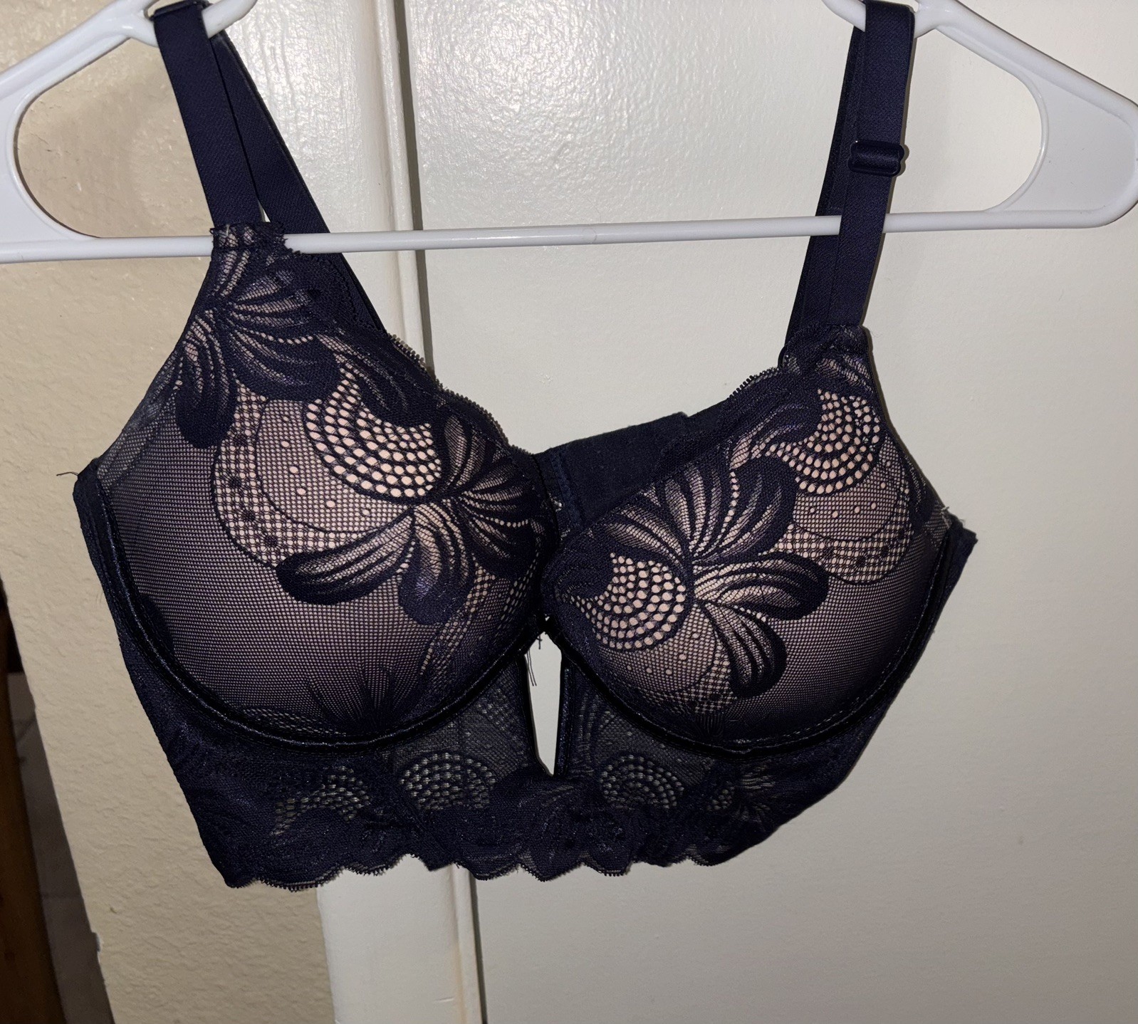 YOUMITA SOLID LACE TRIM PADDED UNDERWIRE DEEP PLU… - image 1