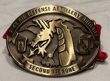 💥 US Army 2-43 ADA BN Brass Belt Buckle Air Defense Artillery Patriot Ft Bliss