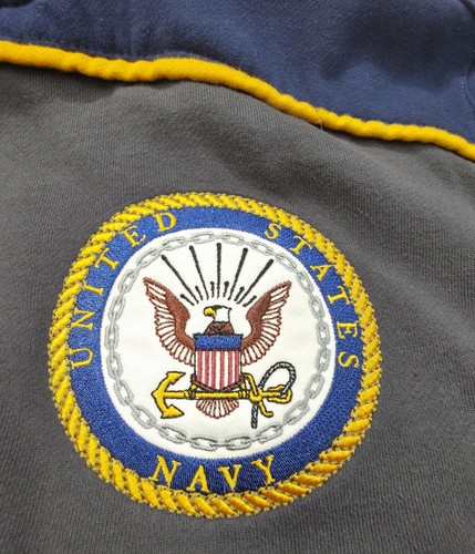 US Honor US Navy Jacket Men M Full Zip Embroidered Removable Hood Hoodie - Picture 5 of 11
