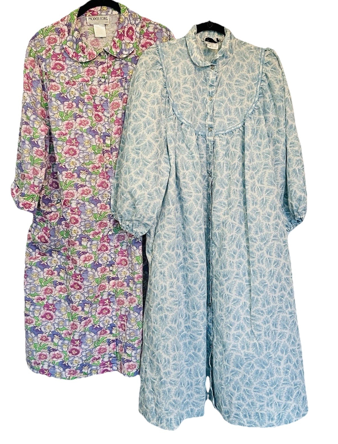 Vtg Floral Housecoat Pearl Snap Housedress Duster… - image 1