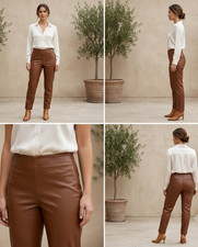 Old Navy Faux Leather Skinny Pants Womens 16 Cognac Brown Extra High-Waisted