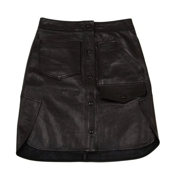 Falda ALEXANDER WANG Cuero Cordero Diseño Botón Frontal (K-151479) Foto 2 de 4