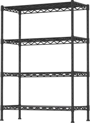 4 Shelf Adjustable Heavy Duty Storage Wire Rack Laundry Bathroom Kitchen Black﻿