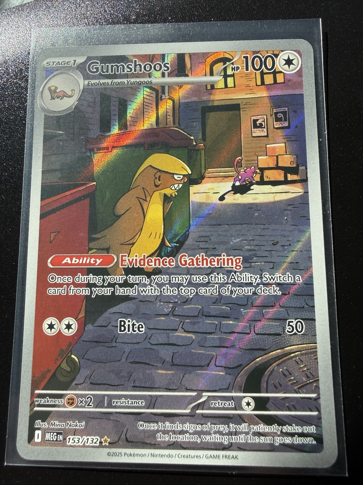 Pokémon TCG Gumshoos 153/132 Me01 Mega Evolution Illustration Rare Holo 100HP