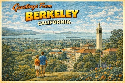 Greetings from BERKELEY, CALIFORNIA Modern Vintage Postcard D365