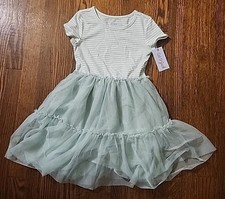 Girls Cat  Jack Cream Rainbow / Green Tutu Dress Size XS 4/5