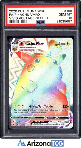 Pokemon 2020 Pikachu VMAX 188/185 Rainbow SR Vivid Voltage GEM MINT PSA 10