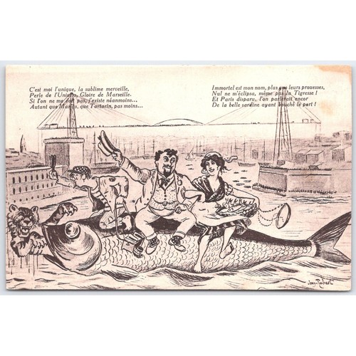 Postcard Satirical Illustration Marseille France Humor - Picture 1 of 3