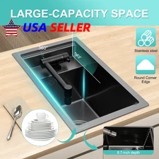 16.9 X 9.8 X 8.7 Inch Single Bowl Sink with Lid Single Bowl Kitchen Sink for RV