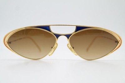 Vintage Sonnenbrille Casanova LC-8 Gold Blau Transparent Oval sunglasses