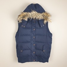 Fat Face Gilet Womens UK 14 Navy Hooded Down Padded Winter Bodywarmer