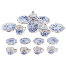15pc Vintage Miniature White Porcelain Tea Set Pot Cup Plate for Tableware House