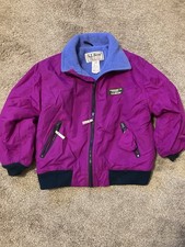 VINTAGE LL Bean Kids Small Warm Up Jacket Pink Fleece Teal Lining