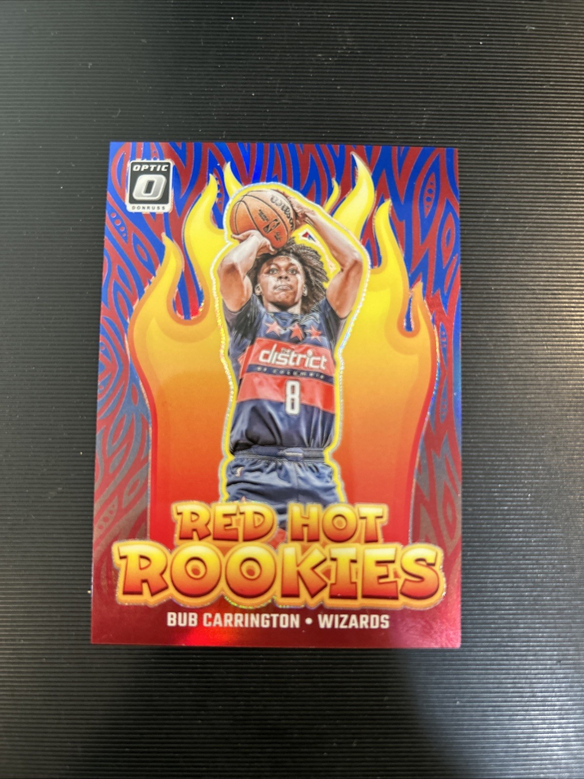 BUB CARRINGTON 2024-25 DONRUSS OPTIC RED HOT ROOKIES BLUE PRIZM RC #/49 Card #11
