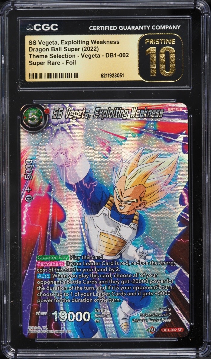 2022 Dragon Ball Super ENG CGC 10 PRISTINE Super Rare Foil SS Vegeta #DB1-002
