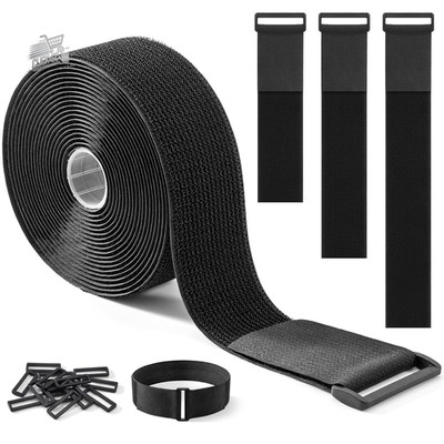 5M x 5Cm 15 Reusable Adjustable Buckles Fixing Hook and Cap Straps