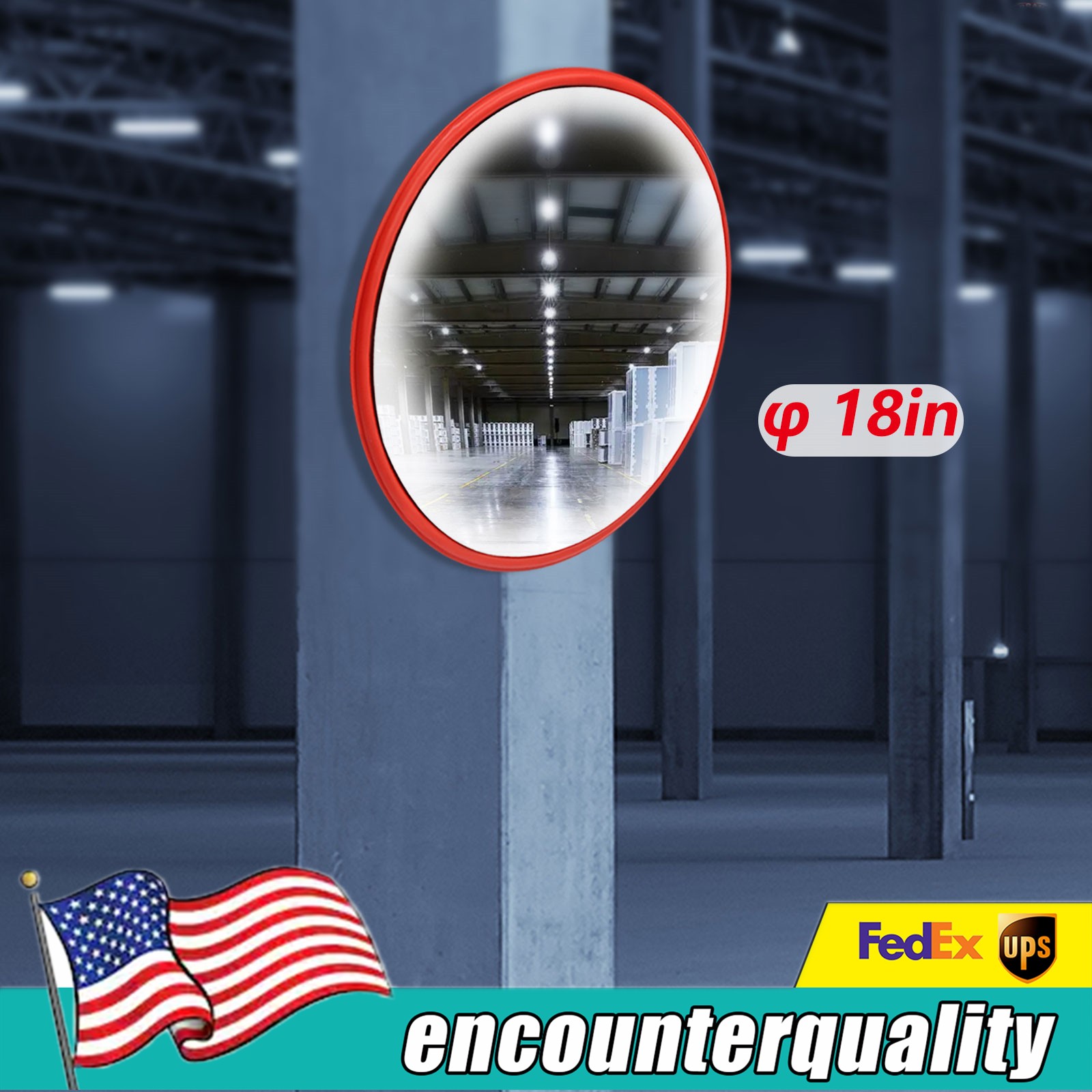 18" Safety Convex Mirror 230° Large Round Outdoor Mirror Blind Spot Mirror