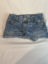 Girls Distressed Cat and Jack Flower denim Stretch shorts Size XS 4/5 