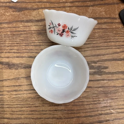 2 Vintage Fire-King PRIMROSE 6 oz Custard Condiments Cups Bowls  Made In USA