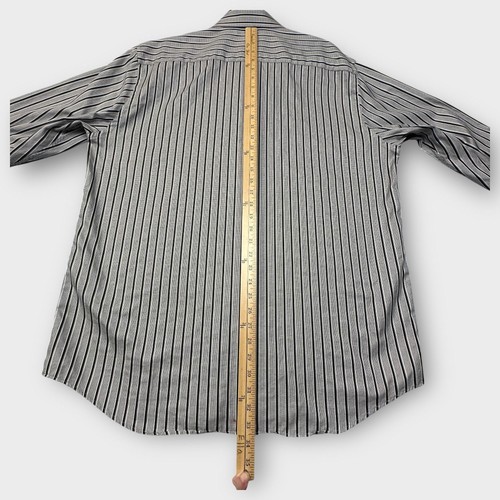 Bugatchi Shirt Mens XL Classic Fit Long Sleeve Black Gray Stripe Dress Casual - Picture 6 of 11