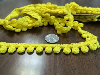 4Yds-.75''wide VTG/USA Polyester Blend Kintted ''YELLOW Loopy EDGE Trim''  NEW