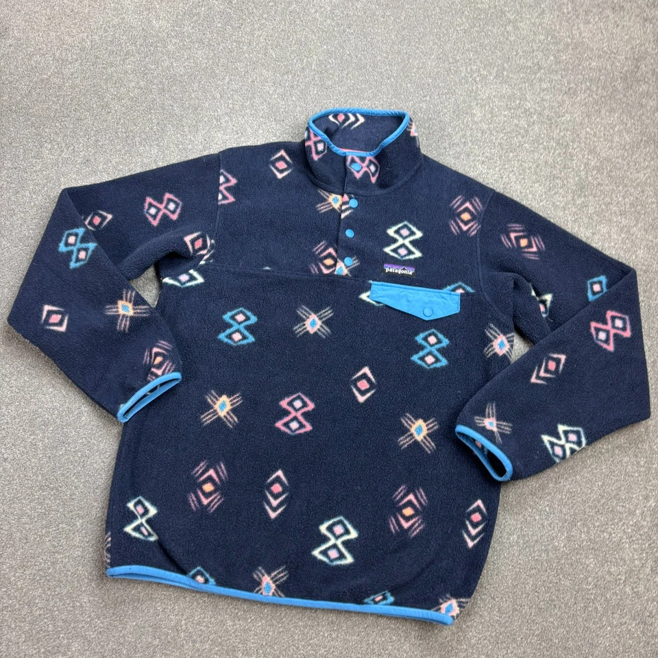 Patagonia Synchilla Fleece Adult X Small Blue Space Spirits Snap-T Jumper Men - Image 2 of 4