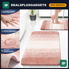 Soft Absorbent Microfiber Bathroom Rug Set 2-Piece, Plush Bath Mats, Peach Color