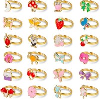 Kinderringe MäDchen Prinzessin Schmuck Set 36 StüCk, Kristall Verstellbare R