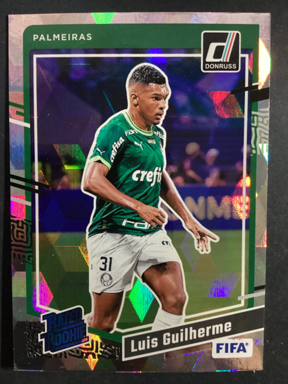 Luis Guilherme 2023-24 Panini Donruss Soccer 196 Rated Rookie RC Cubic Palmeiras