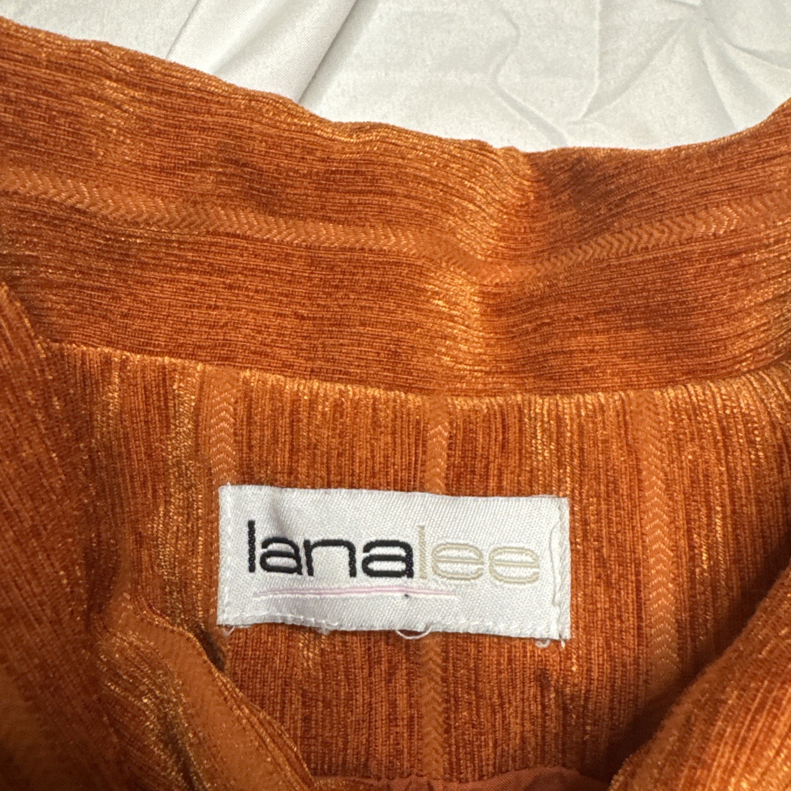 Lana Lee Vintage Womens Burnt Orange Textured Zip Up Jacket Corduroy image 6