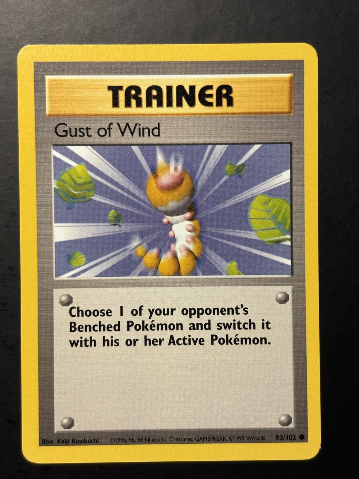 Gust of Wind 93/102 Common Base Set Unlimited Pokemon Lightly Played