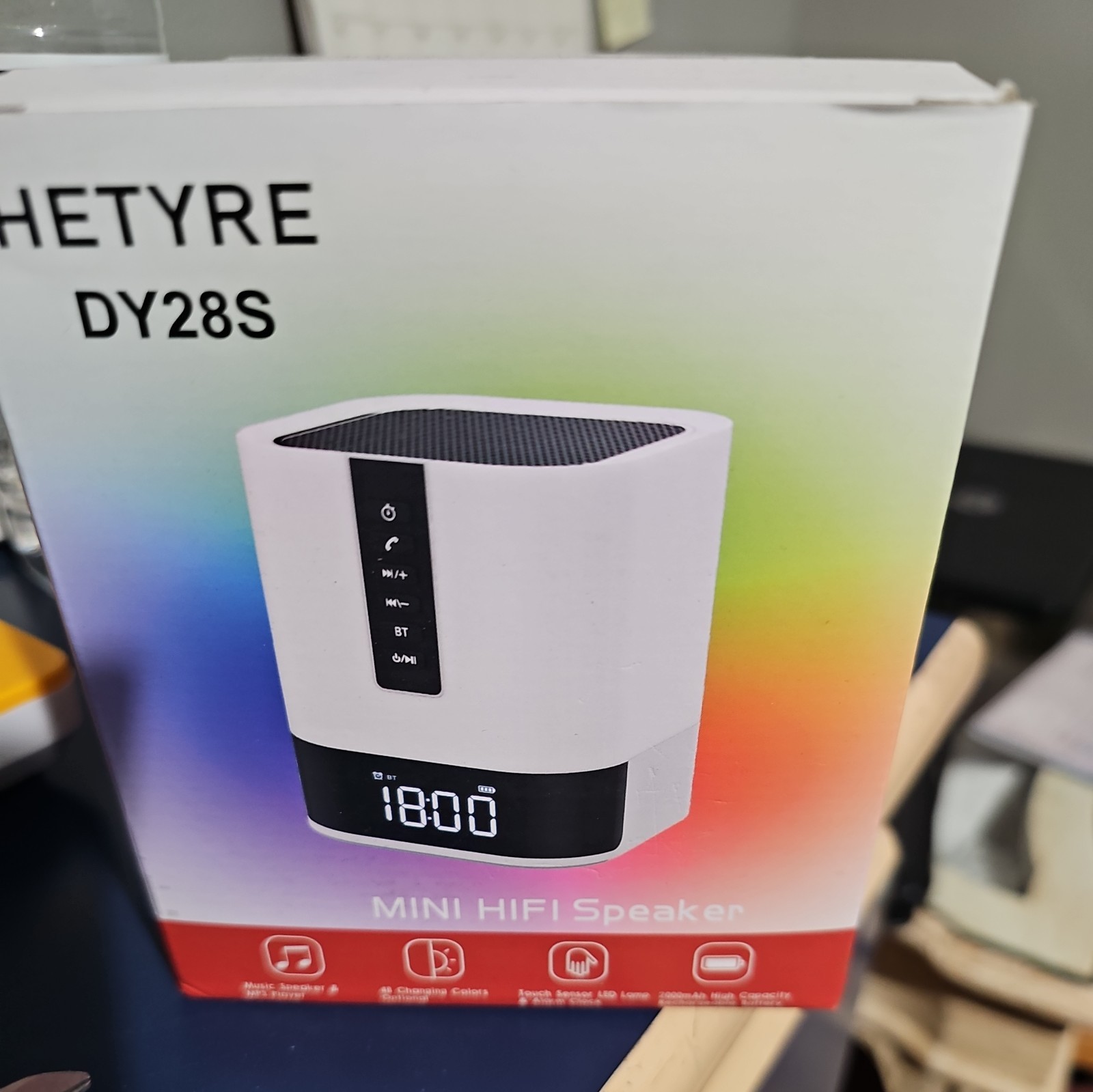 Hetyre Bluetooth Speaker Clock Digital Alarm Mini HiFi Color Night Lights DY28S