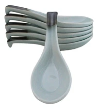 Pack of 6 Seikai Blue Sky Collection Ceramic Asian Soup Spoons With Hook 5.75"L