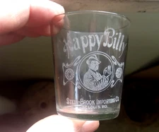 HAPPY BILLY (PICTURE) STEIN BROOK ST.LOUIS PRE PRO ETCHED WHISKEY AD SHOT GLASS