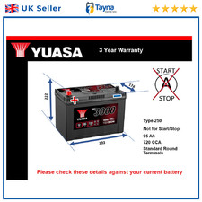 Battery fits CADILLAC FLEETWOOD ELDORADO DEVILLE ALLANTE 84 to 99 Yuasa 250 New